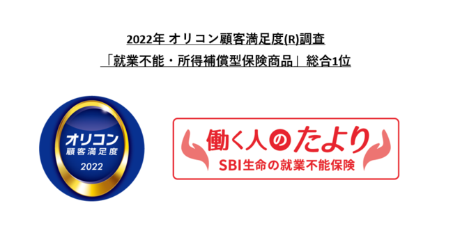 SBI生命保険の保険についてのリリース／就業不能保険“働く人のたより”2022年 オリコン顧客満足度(R)調査「就業不能・所得補償型保険商品」において2年連続で総合1位を獲得