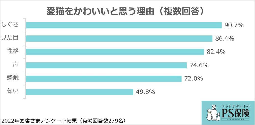 ペットメディカルサポートの保険についてのリリース／猫がかわいい理由を調査。しぐさ、見た目、性格……猫はすべてがかわいい！：ペット保険「PS保険」調べ