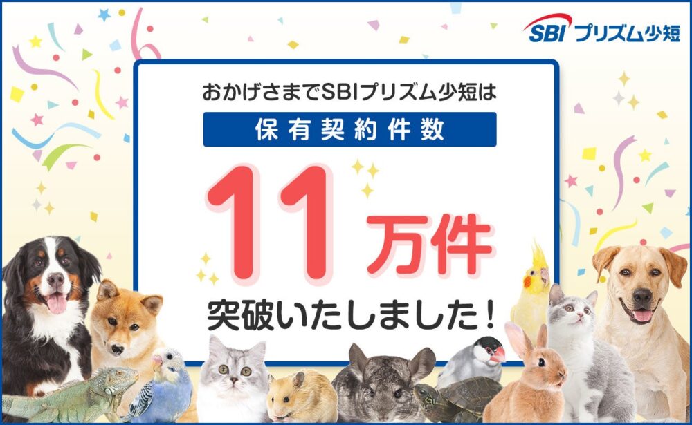 SBIインシュアランスグループの保険についてのリリース／SBIプリズム少短、ペット保険保有契約件数が11万件を突破！